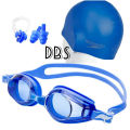 Swimming Glass Nose Clip Ear Plug Set & Swimming Cap -Blue. 