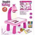 Hello Kitty Kids Projector Drawing Painting Table Desk Art Learning Kit for Drawing with Color Pens. 