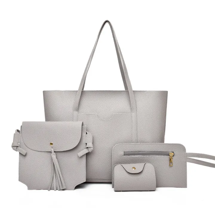 Wholesale%20Shoulder%20Crossbody%20Bag%20Cross%20Border%20Lychee%20Pattern%20Mother%20Bag%20European%20and%20American%20Fashion%20Women's%20Bags%202024%20New%20Four%20Piece%20Set%20Bill%20of%20Lading%20-%20Image%204