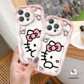Cartoon Cute Hello Kitty Phone Case Compatible For Infinix Hot 11 12 10 9 8 Play 30 20 30i 10Lite Smart 7 6Plus 6 5 SPARK GO 10 Note 30 12 G96 Creative Sweet Cat 3D Wavy Curved Edge Cover. 