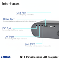 Projector Zymak Q11 Mini LED Projector HD Display Clear Standard Brightness Portable Projector For Basic Presentations Movies And Gaming.