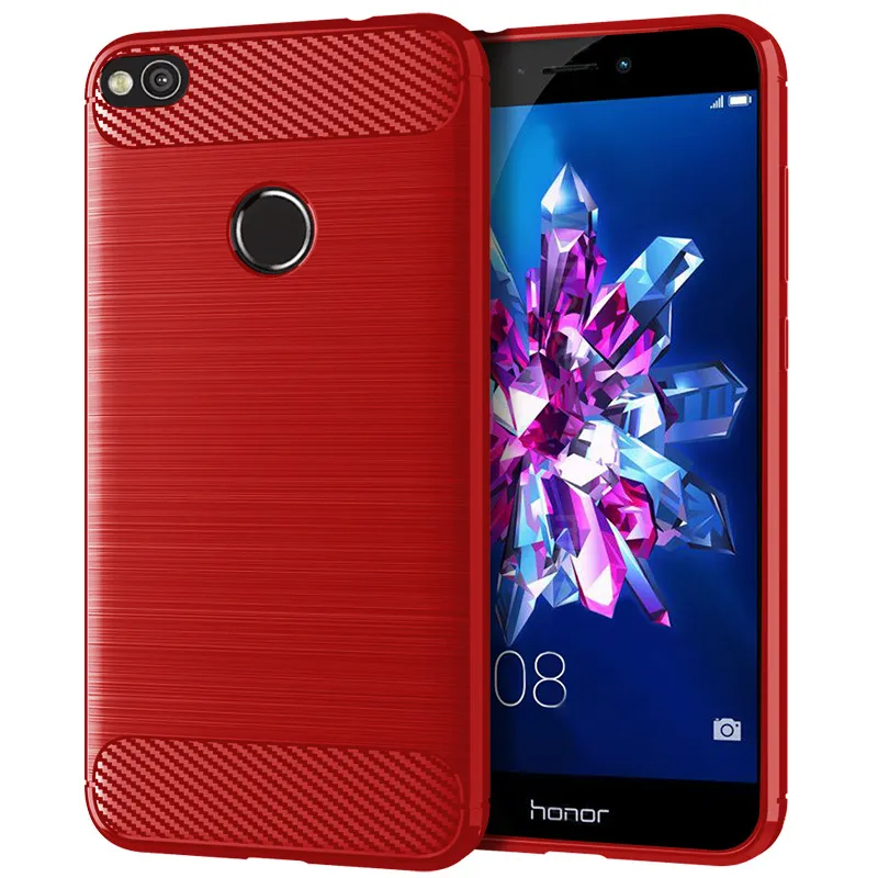 Shockproof Case For Honor Lite Phone Cover Silicone Brushed Cases For  honor 8lite Huawey Carbon Fiber Case