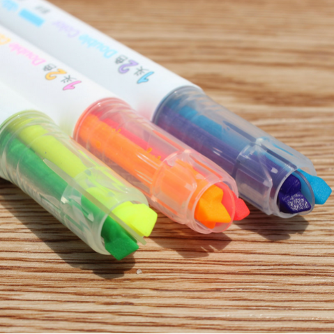 Two-Color Hilighter Pen Soft Color Student Candy Color Mark Color Pencil Key Marker