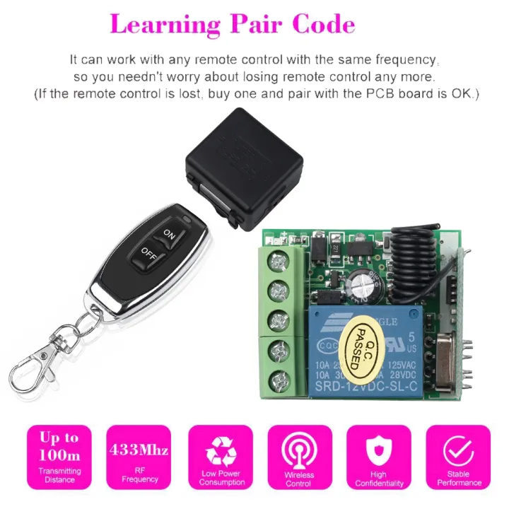 433%20Mhz%20RF%20Wireless%20Remote%20Control%20Switch%20relay%20433mhz%20DC%2012V%201CH%20Receiver%20Module%20For%20learning%20code%20Transmitter%20Remote%20DIY%20-%20Image%204