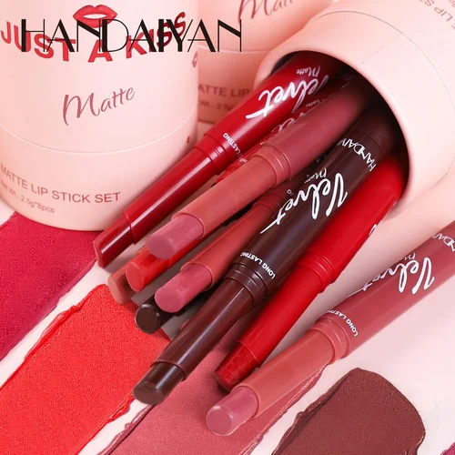 HANDAIYAN%208pcs/set%20Velvet%20Matte%20Lipstick%20Waterproof%20Lipstick%20Makeup%20Cosmetics%20Long%20Lasting%20Tinted%20Lip%20Balm%20Solid%20Pink%20-%20Image%204