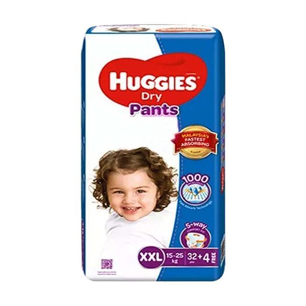 Huggies Dry Pants Baby Diaper XXL 15-25 kg 32 pcs, Malaysia