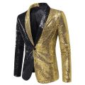 Mens Black Silver Sequins Tuxedo Blazers Stylish Shiny Shawl Lapel One Button Blazer Suit Jacket Men Disco Party Stage Costume. 