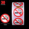 30 pcs x 3.8cm Round No Smoking Sticker No Smoke Warning Logo Sign Stickers.