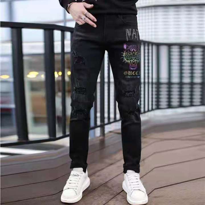 Men's%20Autumn%20New%20European%20Station%20Personality%20Trend%20Head%20Print%20Rhinestone%20Casual%20Ankle%20Banded%20Pants%20Denim%20Trousers%20Men%20-%20Image%207