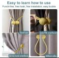 2 PCS Magnetic Curtain Buckle Magnetic Curtain Tiebacks Convenient Drape Tie European Style Decorative Weave Rope Curtain Rings & Buckles Holder for Window Sheer Blackout Draperies.