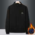 Polar Fleece Jacket Winter New Men's Coat Fleece-lined Thickened Mid Cardigan Men's Warm Double-Sided Coat for the Elderly. 