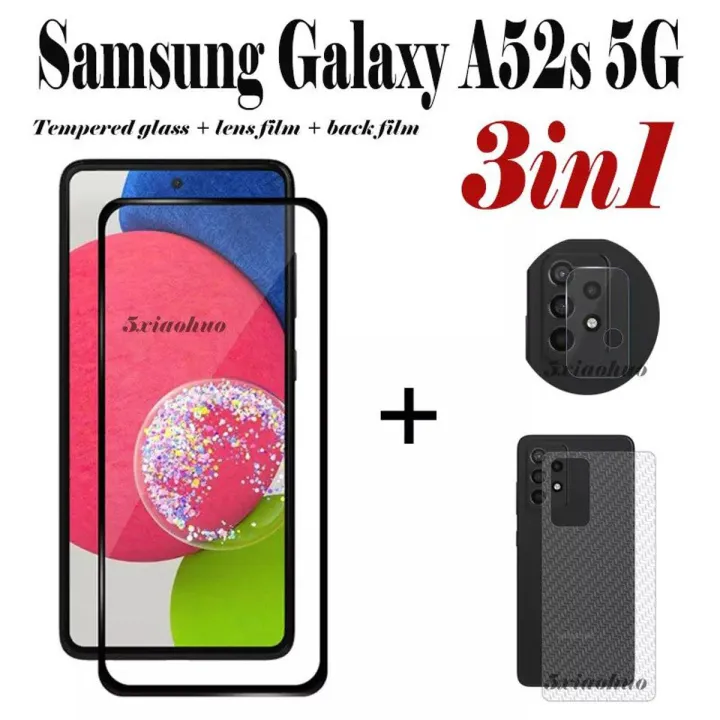 Samsung Galaxy A52s 5G 3-in-1 Combo Pack (Full Screen Protector Tempered Glass +Camera Lens Protector +Back Poly)