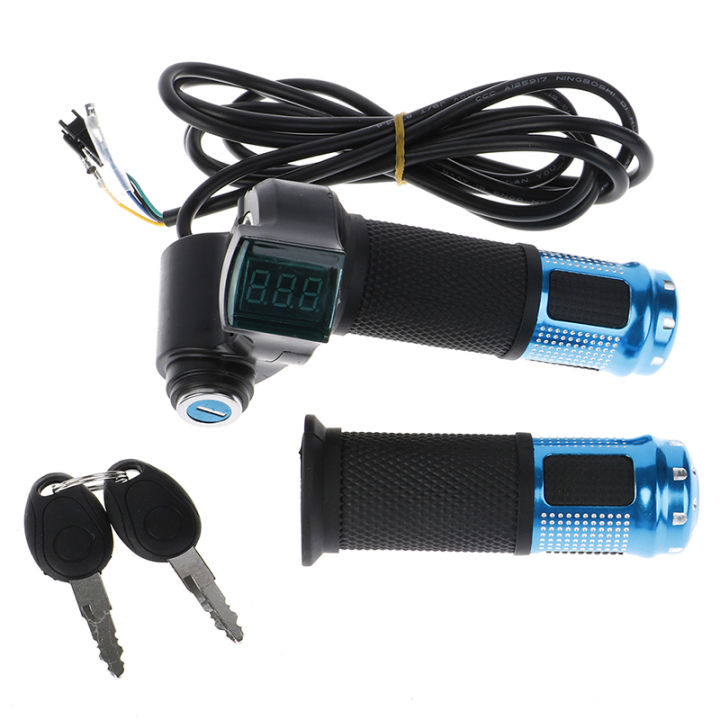 Electric Bike Throttle with LCD display Indicator Gas Handle Throttle Lock Key