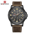 NAVIFORCE Lingxiang 9177 New Men's Watch Personality Dial Leather Pin Buckle Alloy Week Calendar Glass. 