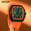 SANDA 6157 brand's new electronic watch digital multifunctional fashion trend men's watch silicone waterproof alarm clock men. 