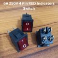 3Pcs- 6A MINI ROCKER Switch 6A 250V 4 Pin RED BLACK Color Switches 4Pin On Off 2 Positions Full Illuminated Neon RED Indicators DPST Power Switch For Auto Car Boat IPS UPS. 