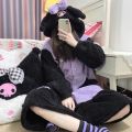 2 thick kulomi couple pajamas women's winter plus velvet nightgowns husk warm outer wear loungewear long cute bathrobes. 