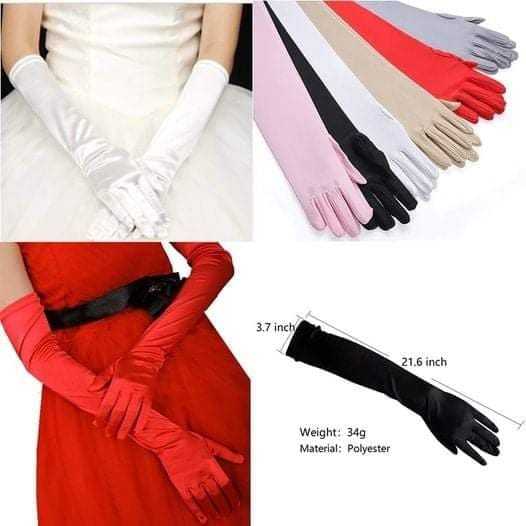 Cosplay Party Stage Performance Women Full Finger Shine Long Velvet Gloves