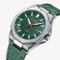 NAVIFORCE NF9200 Green PU Leather Analog Watch For Men - Silver & Green.
