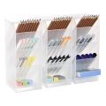 Desk Manager Pen Storage Rack Multi-Compartment Pen Holder Storage Box Stationery Solid Color Translucent for Office.
