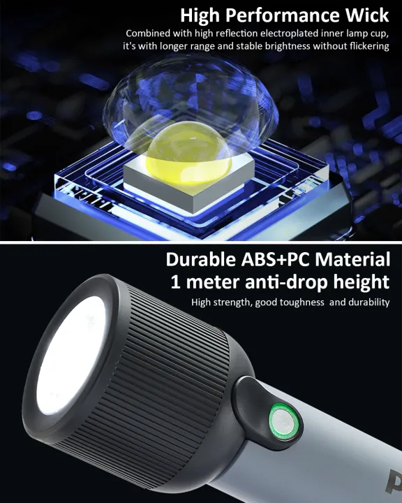 PHILIPS%20LED%20Flashlight%20Torch%20400LM,%202000mAh%20Rechargeable%20Torch%20Light%20with%202%20Modes,%20IP44%20Waterproof,%20Portable%20Flash%20Light%20for%20Home,%20Camping,%20Hiking,%20Emergency%20,Gray%20-%20Image%206