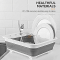 Collapsible Dish Drying Rack with Cutlery Organizer | Portable Space-Saving Dinnerware Drainer Board for Kitchen Countertop, RV, Camping & Small Spaces | Durable & Flexible.