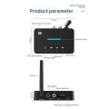 NFC Quick Pairing, Bluetooth 5.1 Adapter, Dual-mode RX TX, U-Disk TF Card R/L AUX RCA Interfaces, With IR Remote Control.