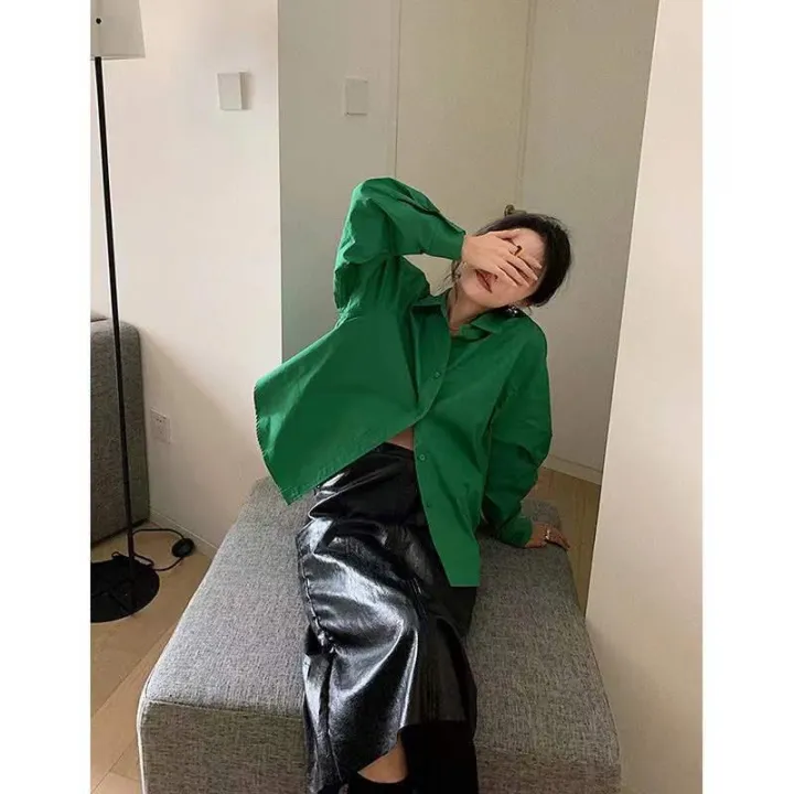 86%20Design%20Sense%20Niche%20Long-Sleeved%20Shirt%202022%20Autumn%20and%20Winter%20Korean%20Style%20POLO%20Collar%20Loose%20Mid-Versatile%20Long%20Sleeve%20Shirt%20Coat%20for%20Women%20-%20Image%208