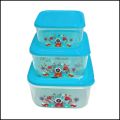 Akij Plastic High Quality Food Storage Box Container With Lid - 3 Pcs Set - 2800ml/ 1800ml/ 900 ml. 