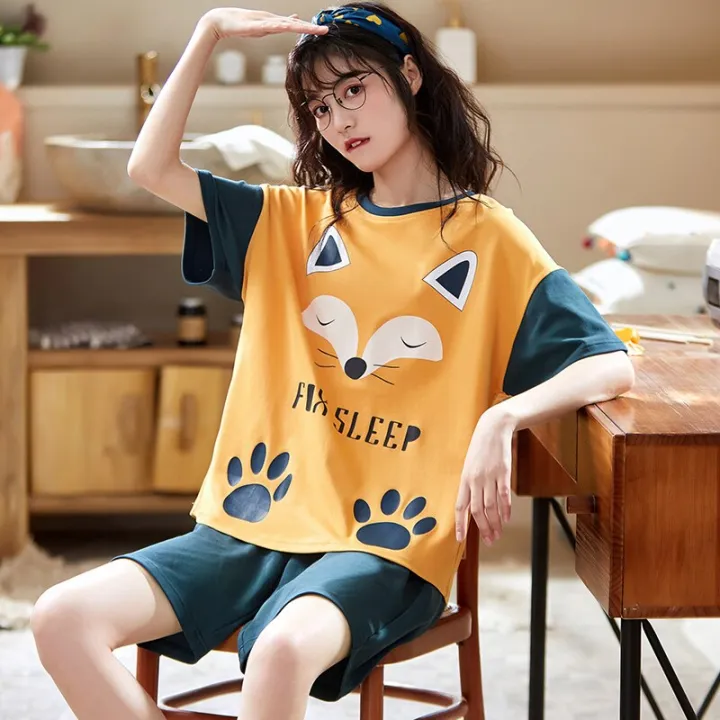Flowers%20Pattern%20Pajamas%20Women%20Summer%20Short%20Sleeves%20Shorts%20Sleepwear%20Cotton%20Pijama%20Comfort%20Nightwear%20Plus%20Size%20Pyjamas%20-%20Image%207