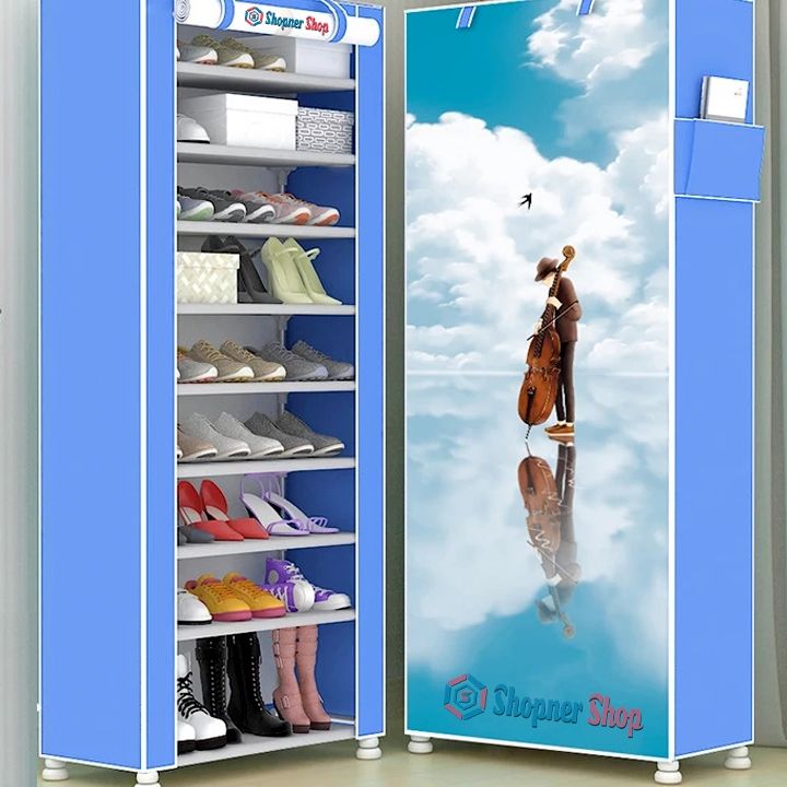 Portable%203D%20Shoe%20Rack%20Plastic%20Shoe%20Organizer%20/%20Rak%20Sepatu%20Kain%20Printing%209%20Tingkat%2010%20Susun%20R13%20Portable%20-%20Image%204