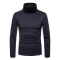 Autumn Winter Mens Thin Thermal T-shirt Simple Men's Half-collar Bottoming Slim Warm Cotton High-necked Long-sleeved T-shirt. 