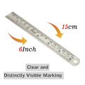 6 Inches / 15 cm Stainless Steel Double Scale Measuring Ruler Tool. 