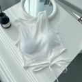2024 Summer Korean Style Sexy Hot Girl Lace-up Vest All-Matching Sexy Small Sling Fixed Cup round Neck Outerwear Top.