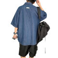 Summer Brand Denim Shirt Men Short Sleeve Cargo Shirt Coat Loose University Handsome Top Clothes 2023 Cowboy Oversize. 