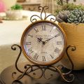 JAERBEE Vintage Table Clock Antique Mantel Clock Battery Operated Non-Ticking Retro Clock Small Desk Clock for Home.