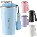 Eco-friendly Travel Coffee Mug 510ml Travel Coffee Mug Spill Proof Seal Lid Insulated Eco-friendly One-handed Drinking Stainless Steel Cup Straw Hole Design Coffee Mug.