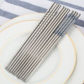 3 Pairs Stainless Steel Reusable Flower Printed Non-slip Chopsticks Tableware. 
