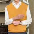 Sweater Vest Men Sleeveless Loose Warm Solid Color V-neck Pullover Waistcoat. 