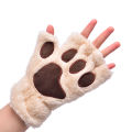 Cute Cat Claw Plush Mittens Fluffy Bear Gloves Costume Half Finger Party Gift-Cola Kids. 