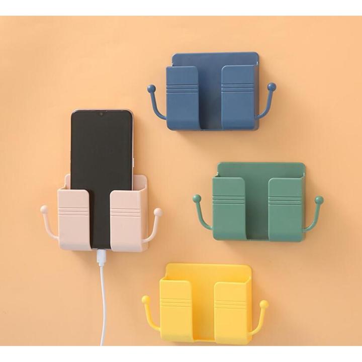 1pcs Wall Mounted Organizer Storage Box Remote Control Mounted Mobile Phone Plug Wall Holder Charging Multifunction Holder Stand