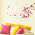 Removable Pink Color Butterflies Peach Blossom Pattern Wall Sticker for Living Room Bedroom. 