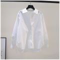 Design Sense Pleated Lace-up Long-Sleeved Pink Cotton Shirt Women's Loose Shirt2023Spring and Summer Artistic Temperament Top Fashion. 