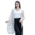 Women Lace Shawl Scarf Elegant Evening Dresses Shawls Hollow Tassel Scarves Wraps Scarf Femmal Mesh Yarn Wedding Shawl.