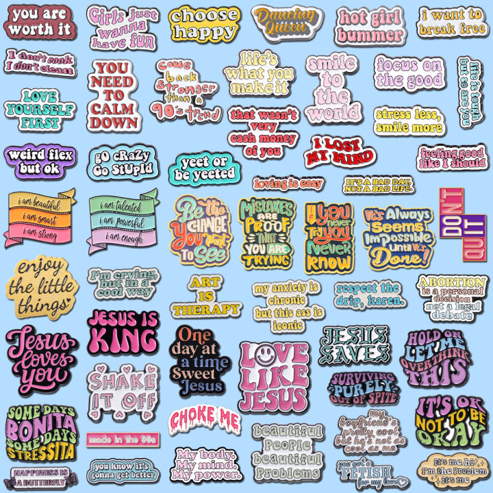 Funny Quotes Banner Enamel Pins Colorful Text Quotes Badges Brooch Lapel Pin Inspiring Jewelry for Backpack Clothes Gift