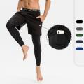 Men 2 in 1 Running Tight Pants Sports Jogging Training Shorts Fitness Basketball Compression Leggings Trousers Custom Logo. 