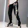 Fashion Swag Streetwear Men Reflective Hop Loose Cargo Pants Male Joggers Graffiti Ribbon Linen Pants Techwear Trousers. 