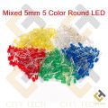 LED Mixed 5mm 5 Color 100Pcs Green Red Yellow White Blue Round LED Light Emitting Diode Basic Light Bulbs For Electronics Project Indicator Front Panels Light DIY. 