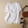 ZANZEA Women Short Sleeve Button O-Neck Shirt Summer Casual Cotton Baggy Blouse Tops #2. 