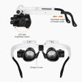 8x 15x 23x Head-Mounted Illuminating Microscope Headband Repair Double Eyes Magnifying Glasses With LED Light Magnifiers.